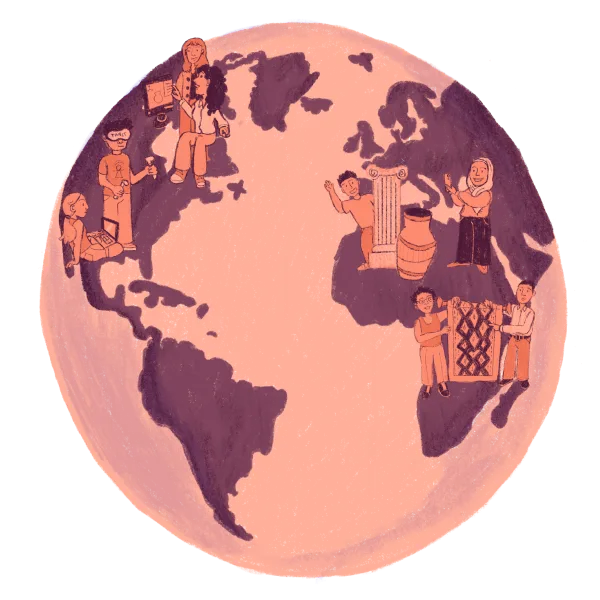 Un globe avec des bénévoles Tanit XR sur chaque continent
