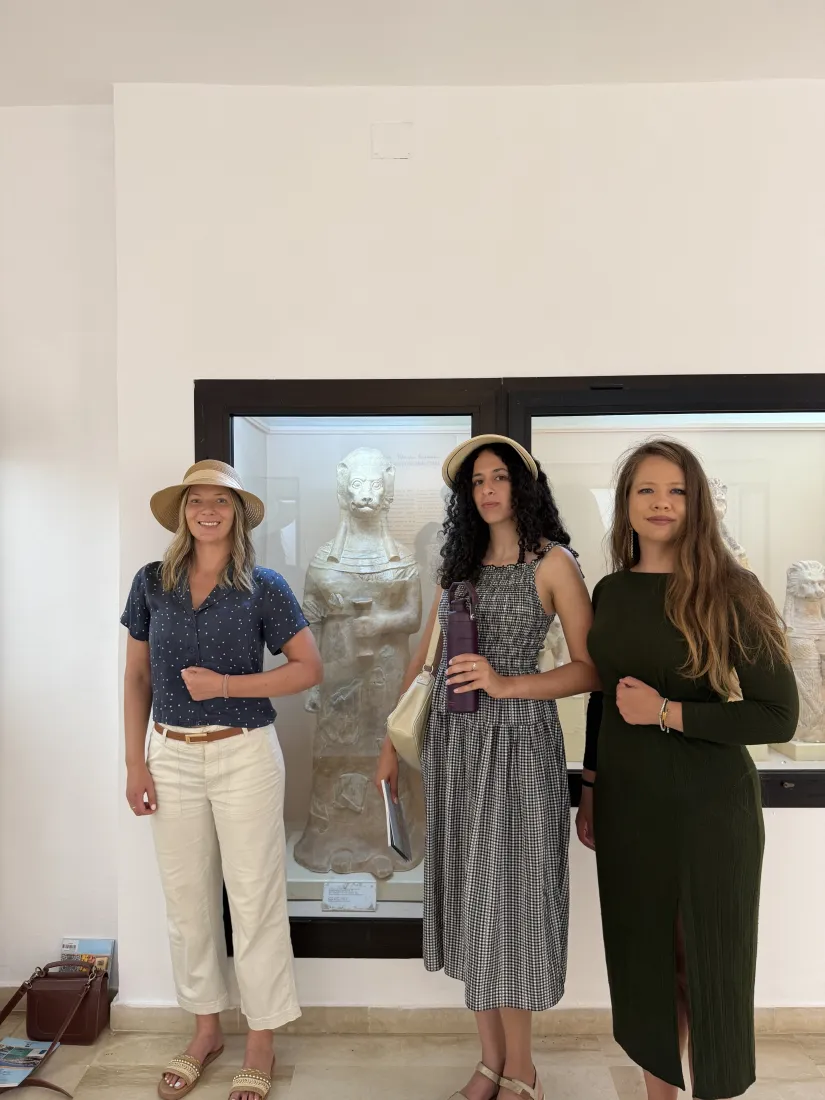 Dr. Laura Harrison, Ines Said and Dr. Caroline Nickerson in a museum in Tunisia, August 2026