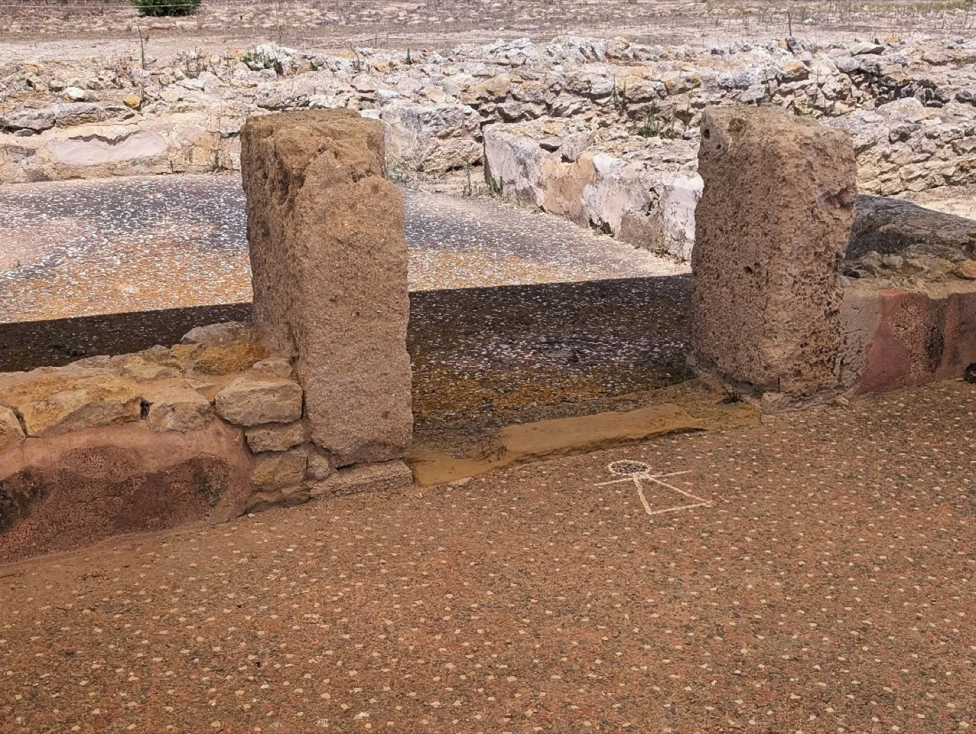 Figure 5: A mosaic of the goddess Tanit within a temple complex at Kerkouane. Photo: Laura Harrison