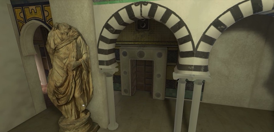 Scanned Roman statue in a niche