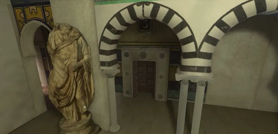 Statue romaine numérisée dans une niche