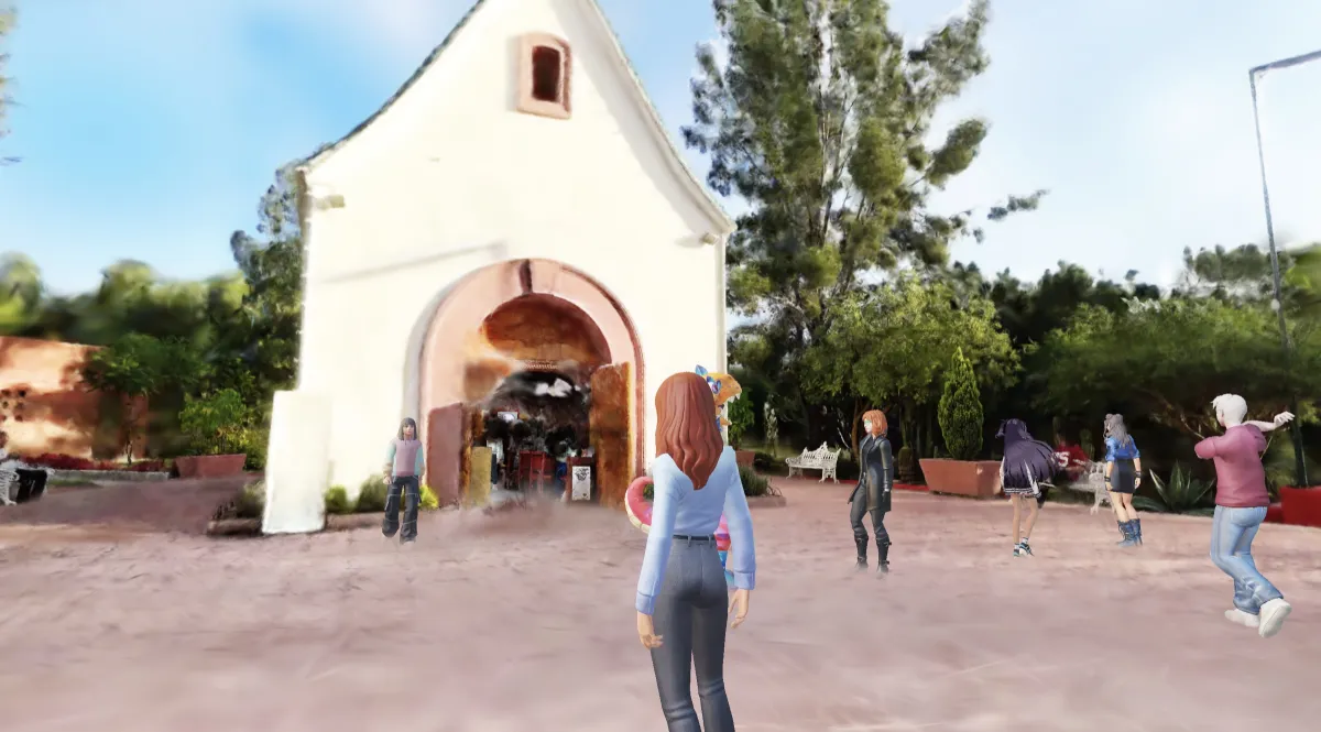 Séance dans le splat d’une chapelle et de son jardin, réalisé par un membre du groupe